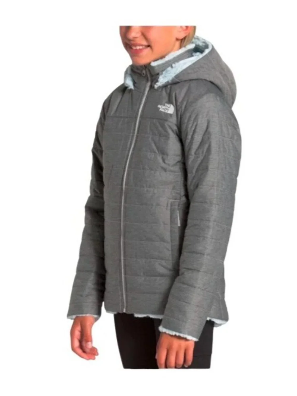 The North Face Mossbud Swirl Parka Girl's XXS Gray & Starlight Blue Full Zip